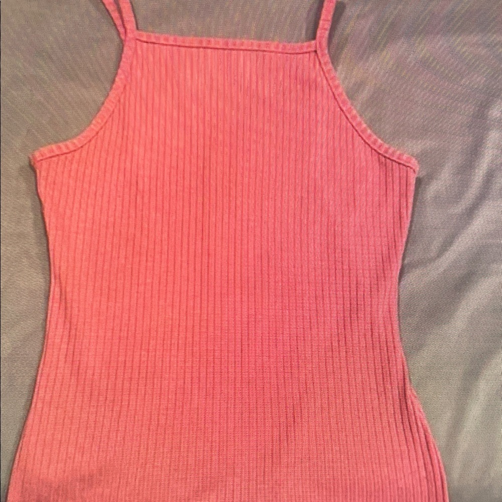 Stylish Ribbed Pink Tank Top